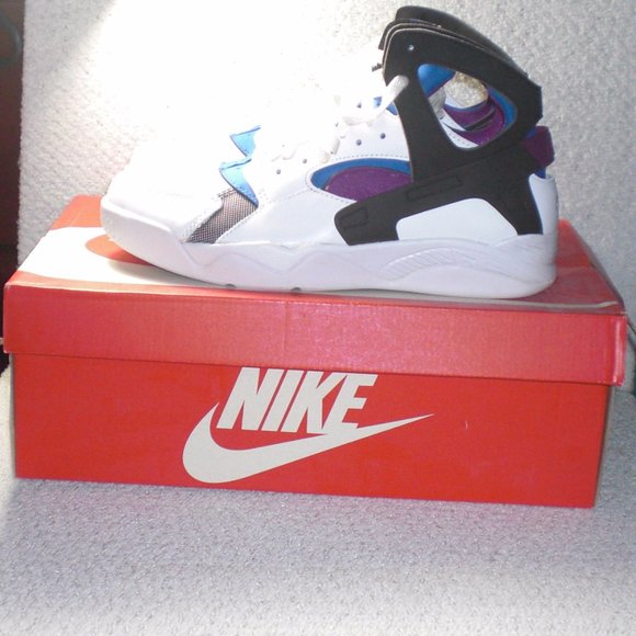 Nike Air Flight Huarache PRM QS White Black Lyon Blue Berry (686203-100) s10.5